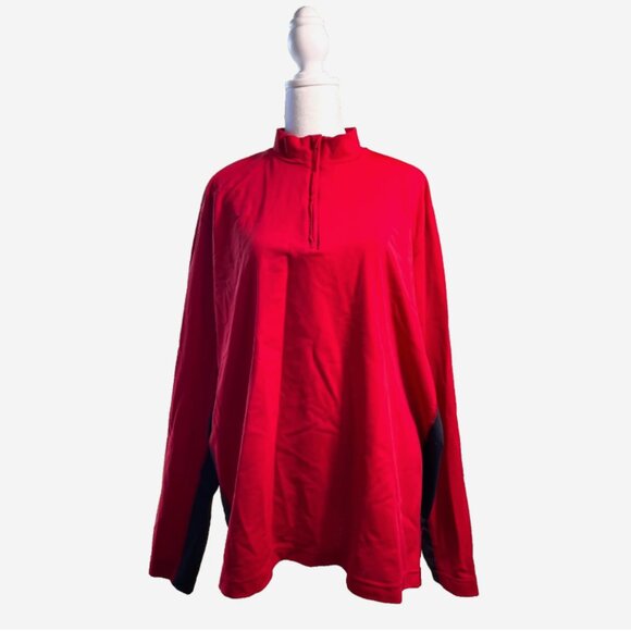 Lands’ End Men’s Red Quarter Zip Pullover Mock Neck Long Sleeve Sweatshirt XXL - Picture 1 of 6